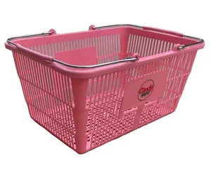Candy World Pink Color 17L Supermarket Plastic Shopping Baskets, Plastic Hand Baskets