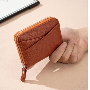 Lớp chính hãng da bò đa chức năng RFID Chống Trộm đồng xu Ví thẻ tín dụng chủ tài liệu trường hợp thẻ clipaccordion phong cách - Product Image 1