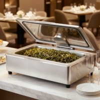 Plat à réchaud en acier inoxydable 304 poli miroir, chauffe-plats de luxe commercial haut de gamme pour buffet, équipement de restauration professionnelle