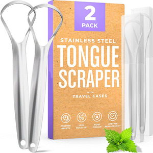 Limpiadores de Lengua Profesionales de Acero Inoxidable, Mejoran el Mal Aliento, Raspador de Lengua, Herramienta de Cuidado Bucal para Adultos y Niños - Product Image 1