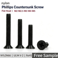 Vis à tête fraisée Phillips en nylon noir M2.5 M3 M4 M5, fixation industrielle pour panneaux en plastique PA66 GF30 UL94