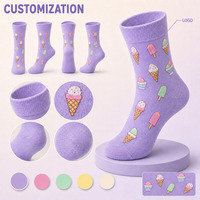 Chaussettes mi-mollet personnalisées respirantes à thème dessert avec logo sublimé pour coffrets cadeaux