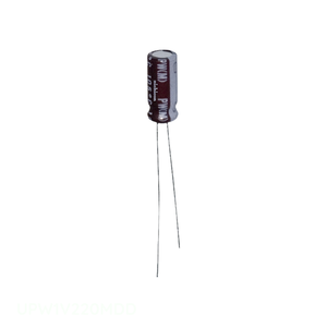 ตัวเก็บประจุแบบ Through Hole รุ่น UPW1V220MDD ของผู้ผลิต ยี่ห้อ Channel ความจุ 22 ไมโครฟารัด วัสดุอลูมิเนียม 22UF 20% 35V แบบขาเสียบ - Product Image 1