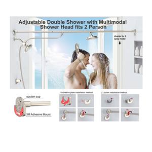 Ensemble de douche double avec pommeau de pluie supérieur de 7 pouces, pommeau secondaire de 5,5 pouces et douchette à 10 fonctions pour une utilisation double - Product Image 2