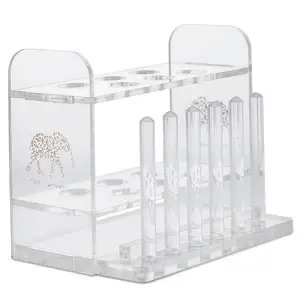 2*3 Places Plastic Glasses Clear Test Tube Set with Drying Poles 111*70.5*91mm Test Tube Rack for 13.5mm blood collection tube