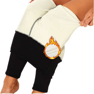 Leggings thermiques tricotés pour femmes, décontractés, taille haute, noirs, épais, chauds, respirants, doublés de polaire, brodés - Product Image 1