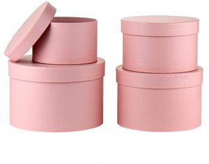 Wholesale pink cardboard round hat box gift packaging custom paper tube box with lid