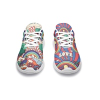 Chaussures de golf formelles personnalisées, motif arc-en-ciel montagne, maille respirante, légères, été/printemps, design personnalisé, pour la marche quotidienne