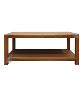 Home Decor High Quality Wood Made Simple Design Furniture Vintage Stylish Wooden Center Coffee Table With Storage Rack