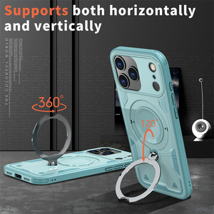Étui de téléphone 2-en-1 anti-chute avec support magnétique rotatif à 360° en métal et chargement sans fil pour <span class=keywords><strong>iPhone</strong></span> 11 12 13 14 15 16 17 - Product Image 4