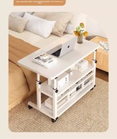 Table basse contemporaine pour petit bureau, bureau debout manuel mobile avec rangement, bureau multifonctionnel en bois pour la maison