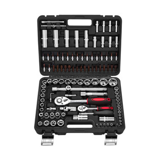 Jeu de clés mixtes en acier au chrome-vanadium 108 pièces Outils de réparation automobile Manuels - Product Image 1