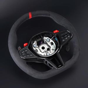 Volante <span class=keywords><strong>Mercedes</strong></span> de Fibra de Carbono con Marcador Rojo y Levas de Cambio Negras GT Heritage Premium, Repuesto de Actualización para la Mayoría de los Modelos - Product Image 2