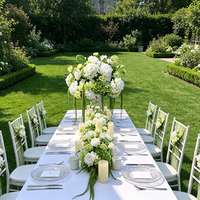 Decoración para Mesa de Recepción, Bola de Flores Artificiales, Hortensia Blanca, Amaranto Verde, Centro de Mesa Floral de Seda