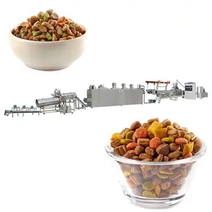 pet cat feed production line pellet processing extruder efficiency dry kibble dog food extrusion machine