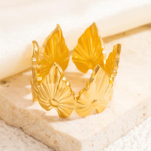 Fashion <b>Rings</b> Floral Leaf Design 18k Gold Plated Women's Party Jewelry - Product Image 4