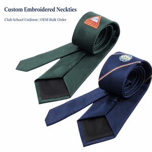 Bestickte Wappen-Krawatte mit individuellem Logo aus Polyester-Twill, gestreifte Schuluniform-Krawatte, Großbestellung für Herren - Product Image 1