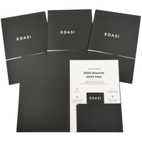 Carpeta de Presentación Plegable Negra Mate con Detalles Plateados, Porta Tarjetas de Invitación VIP Personalizado, Carpeta de Recompensas de Marca de Lujo