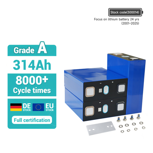3.2V 100Ah 200Ah 280Ah 300Ah 314Ah 320Ah 340Ah 628Ah Lifepo4 Battery Energy Storage Battery Cell Solar Power Battery for ESS