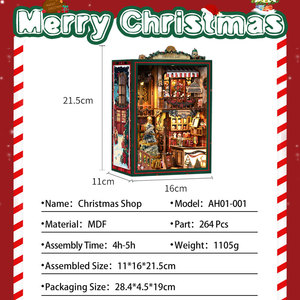Nouveau Style Éducatif Mini Book Nook Kit de Maison Miniature <span class=keywords><strong>en</strong></span> <span class=keywords><strong>Bois</strong></span> à Monter Soi-Même pour la Décoration de Noël - Product Image 2