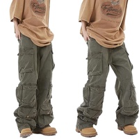 Prix de gros Pantalon cargo baggy pour femme, style Y2K, multi-poches, coupe large, style féerique grunge, streetwear alternative emo