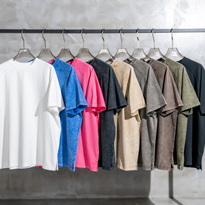 Venta al por mayor 100% algodón 285G Heavy Washed Color sólido Camiseta de manga corta de talla grande para hombre Camiseta de gran tamaño - Product Image 1
