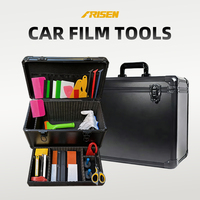 Kit d'outils professionnel pour l'installation de film de protection de peinture (PPF) et de film teinté pour vitres de voiture, avec pistolet thermique, raclette et grattoir – Kit complet