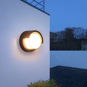 Beliebte Aluminium Schwarz Runde Form LED Wand halterung Außenwand leuchte Für Garden Yard IP65 wasserdichte LED Wand leuchte