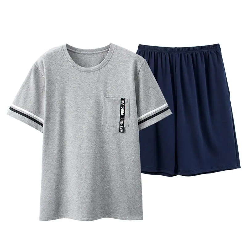 Fashion Custom For Men 100% Cotton T Shirt Shorts Casual Wear Homewear Plus Size Mens Sets Men Pajamas