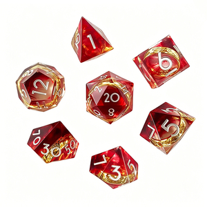 Dés polyédriques en résine de luxe avec lettres de l'alphabet |   <span class=keywords><strong>Jeu</strong></span> de dés à 7 pièces, écologiques, durables, à noyau liquide, pour jeux de table DND <span class=keywords><strong>RPG</strong></span> - Product Image 3