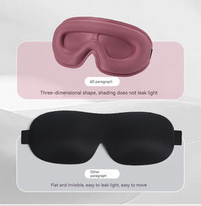 Soft 3D Cotton Knit OEM Custom Logo Eye Sleep Mask <b>Black</b> Blindfold with Elastic Adjustable <b>Strap</b> Travel Size - Product Image 2