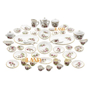 ILAND <strong>Doll</strong> House Pink Daisy <strong>Porcelain</strong>, Tableware, Wine Set, Tea Set - Product Image 1