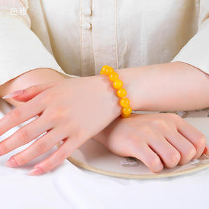 Pulsera de Ágata Amarilla Natural <span class=keywords><strong>Cen</strong></span> 7a, Alta Calidad para Hombre y Mujer, Color Ámbar Aceite de Pollo, Cuentas de la Suerte, Calcedonia, Y - Product Image 3