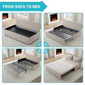 أريكة سرير قابلة للسحب بحجم كوين مع فرشة، أريكة قابلة للتحويل 2 في 1 بدون ذراعين، سرير أريكة للمساحات الصغيرة - Product Image 6