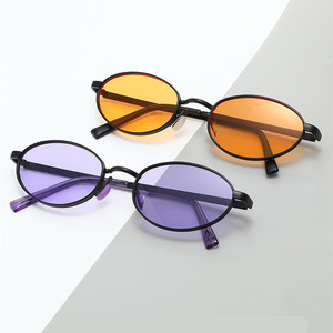 Logo Custom 2026 Fashion <b>Retro</b> Women Small Frame Punk Sun Glasses UV400 Metal Oval <b>Sunglasses</b> for <b>Men</b> - Product Image 2
