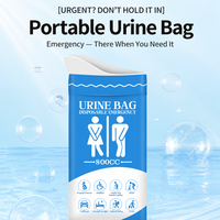 Kantong Urin Darurat Sekali Pakai 800ml Urinal Portabel Unisex untuk Perjalanan, Kemacetan Lalu Lintas, Berkemah, Kehamilan & Penggunaan Luar Ruangan