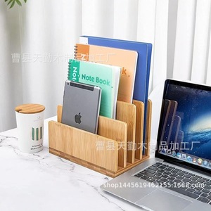 Organizador de documentos de oficina de madera, organizador de cartas y revistas, organizador de CD/registros de escritorio - Product Image 1