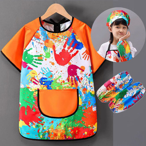 ผ้ากันเปื้อนเด็กแบบกันน้ำสำหรับทำอาหาร วาดภาพ ใช้ในครัวเรือน โรงเรียน ลายการ์ตูนน่ารัก ป้องกันน้ำมัน สำหรับเด็ก ขายส่ง - Product Image 4