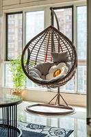 Fauteuil suspendu en rotin pour balcon intérieur/extérieur, siège d'hamac œuf pour adulte avec coussin, tissé à la main, style bohème tendance