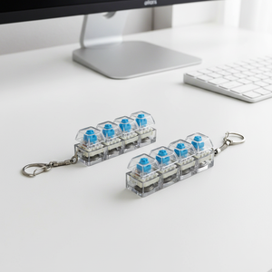 Clear Plastic Keycap Clicker Keychain With Blue Buttons For Universal Mechanical Keyboard Fidget Toy - Product Image 5