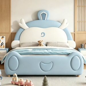Juego de Cama Infantil Azul Popular, Cama Infantil con Diseño de Princesa de Dibujos Animados, Cama para Niños y Niñas con Tobogán, Muebles para Dormitorio - Product Image 2