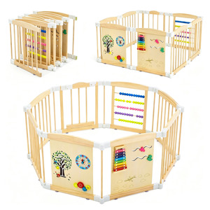 Parc pour bébé en bois massif, écologique, portable, conforme ASTM CPC, zone sécurisée pour tout-petits - Product Image 1