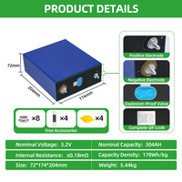   Cellule de batterie Lifepo4 3.2V 304Ah Grade A Stock UE Lithium Solaire Li-ion Prismatique Stockage d'énergie Akku LF304 LFP 3.2V Lipo4