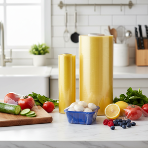 Film alimentaire en <span class=keywords><strong>PVC</strong></span> de qualité FDA, haute transparence, <span class=keywords><strong>lisse</strong></span>, pour usage domestique, film alimentaire en <span class=keywords><strong>PVC</strong></span> de qualité alimentaire, rouleau jumbo - Product Image 2