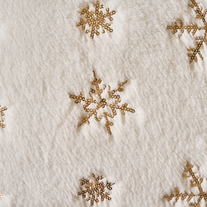 XM-509 <strong>White</strong> Faux Fur Snowflake Embroidery Throw <strong>Pillow</strong> Covers <strong>Fluffy</strong> Plush Soft Square Christmas Cushion Cases - Product Image 5