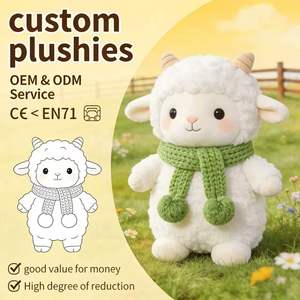 Peluche di Pecora con Sciarpa Personalizzata all'Ingrosso, <span class=keywords><strong>Agnello</strong></span> Imbottito con Sciarpa, Giocattolo in Peluche a Tema Invernale per Regali per Bambini - Product Image 1