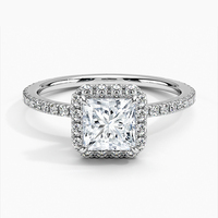 Bague de luxe bijoux en argent Sterling 925 taille princesse diamant plein pavé Cz forme carrée bagues pour les femmes