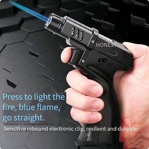 인기 판매 건 모델 휴대용 더블 제트 화염 가스 충전식 토치 라이터, 바베큐 및 요리용 - Product Image 3