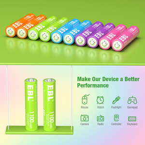 แบตเตอรี่ EBL AA แบบชาร์จได้ แพ็ค 10 ก้อน 1100mAh Ni-MH แบตเตอรี่แบบชาร์จไว้ล่วงหน้า 5 สี บรรจุกล่อง - Product Image 4