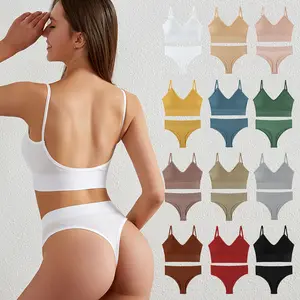 Phụ Nữ Đồ Lót Thiết Lập Liền Mạch Bra Quần Lót Đồ Lót V-cổ Sọc Panty Và Bra Set Thân Mật Nữ Bralette Fox Thu Thập Áo Ngực